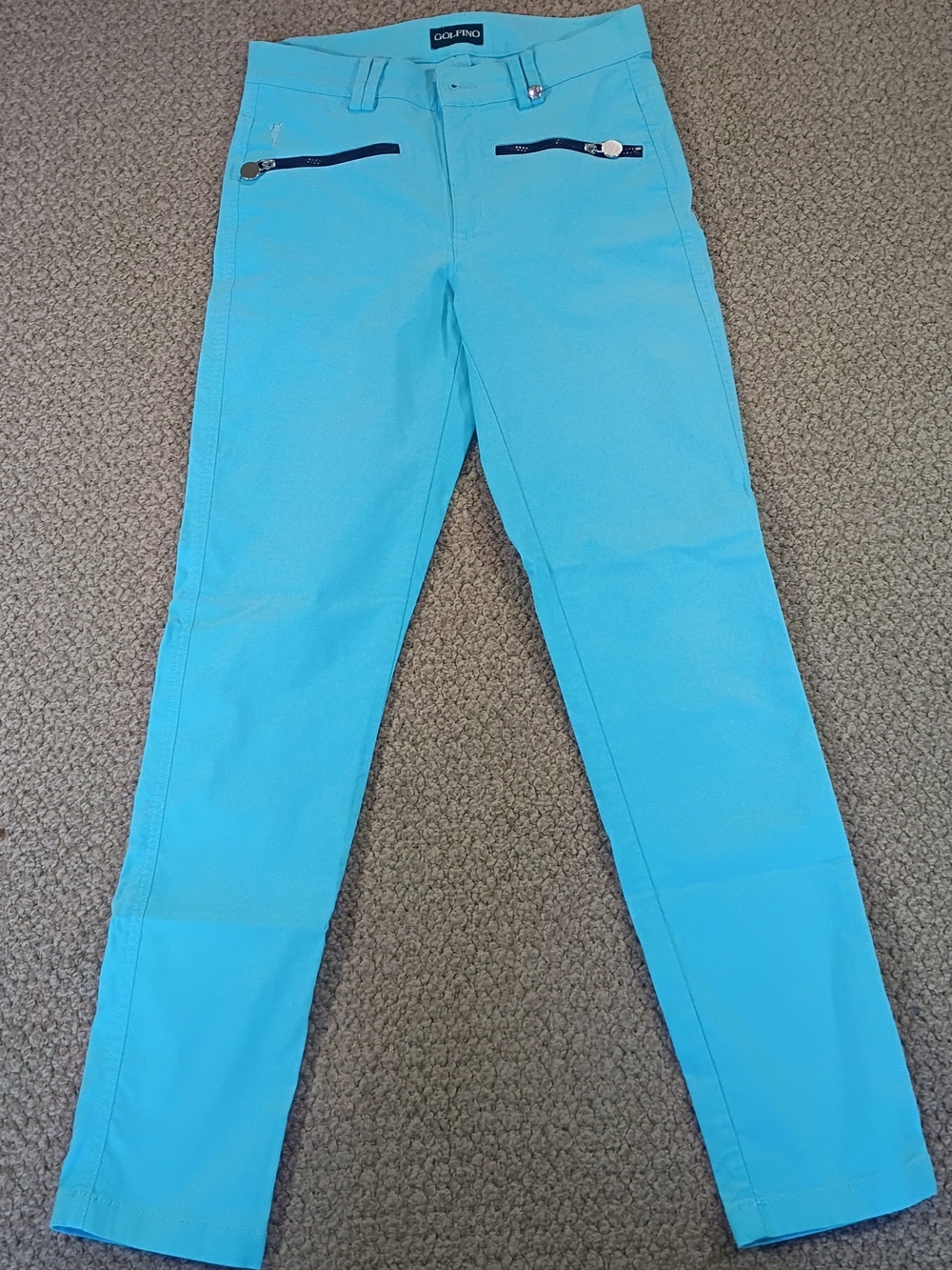 Golfino Turquoise Skinny Golf Jeans for Women - Slim Stretch Fit 2 - Picture 1 of 16